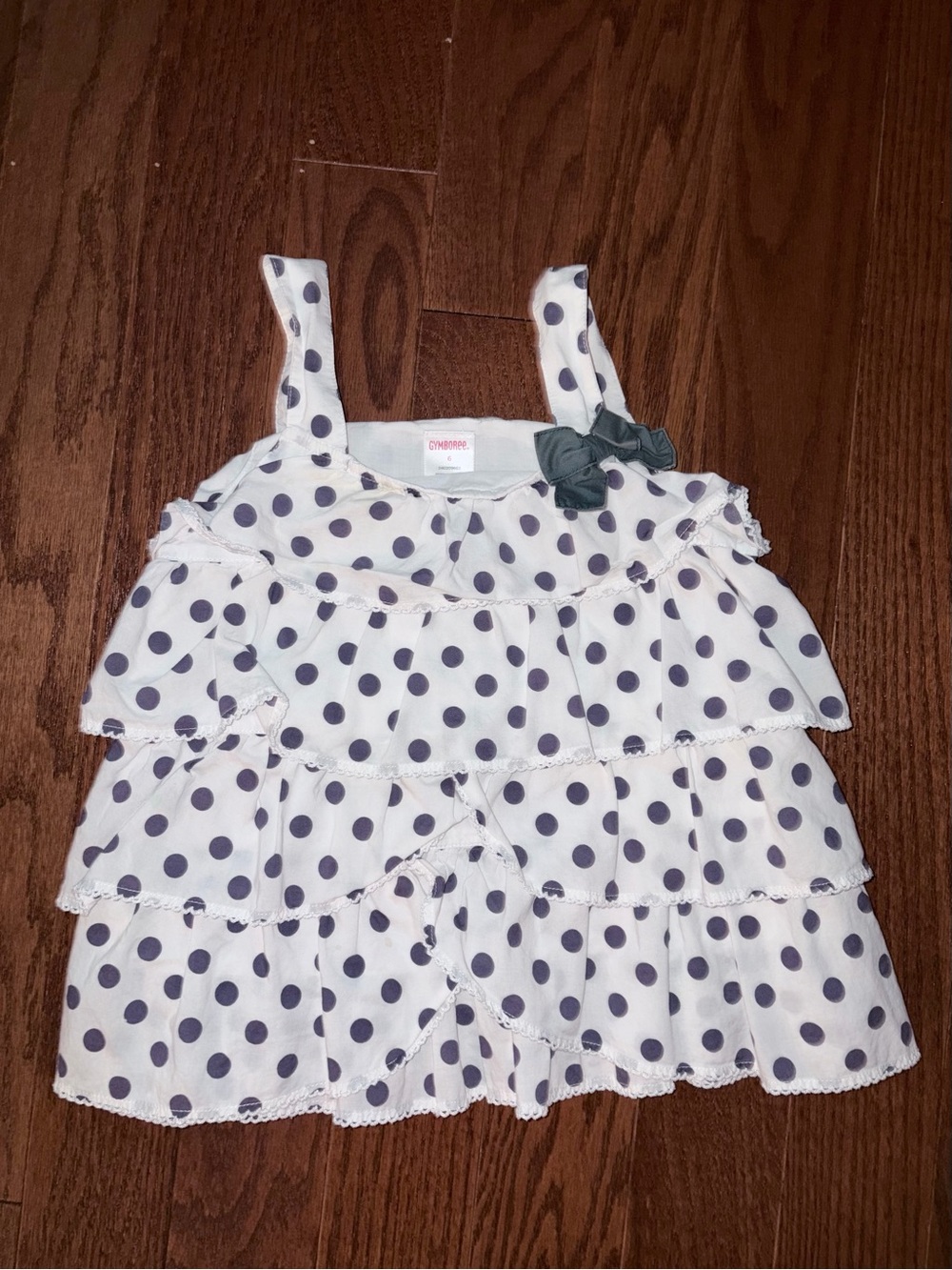 Gymboree White Tank top with black Polka Dots and Bow
